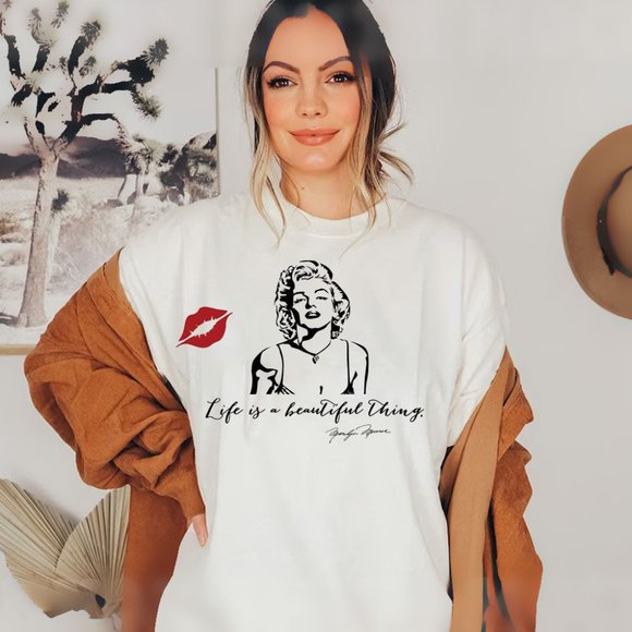 Mimi2B Tops - Life is a beautiful thing... Marilyn Monroe Wall Decal Quote with Silhouette